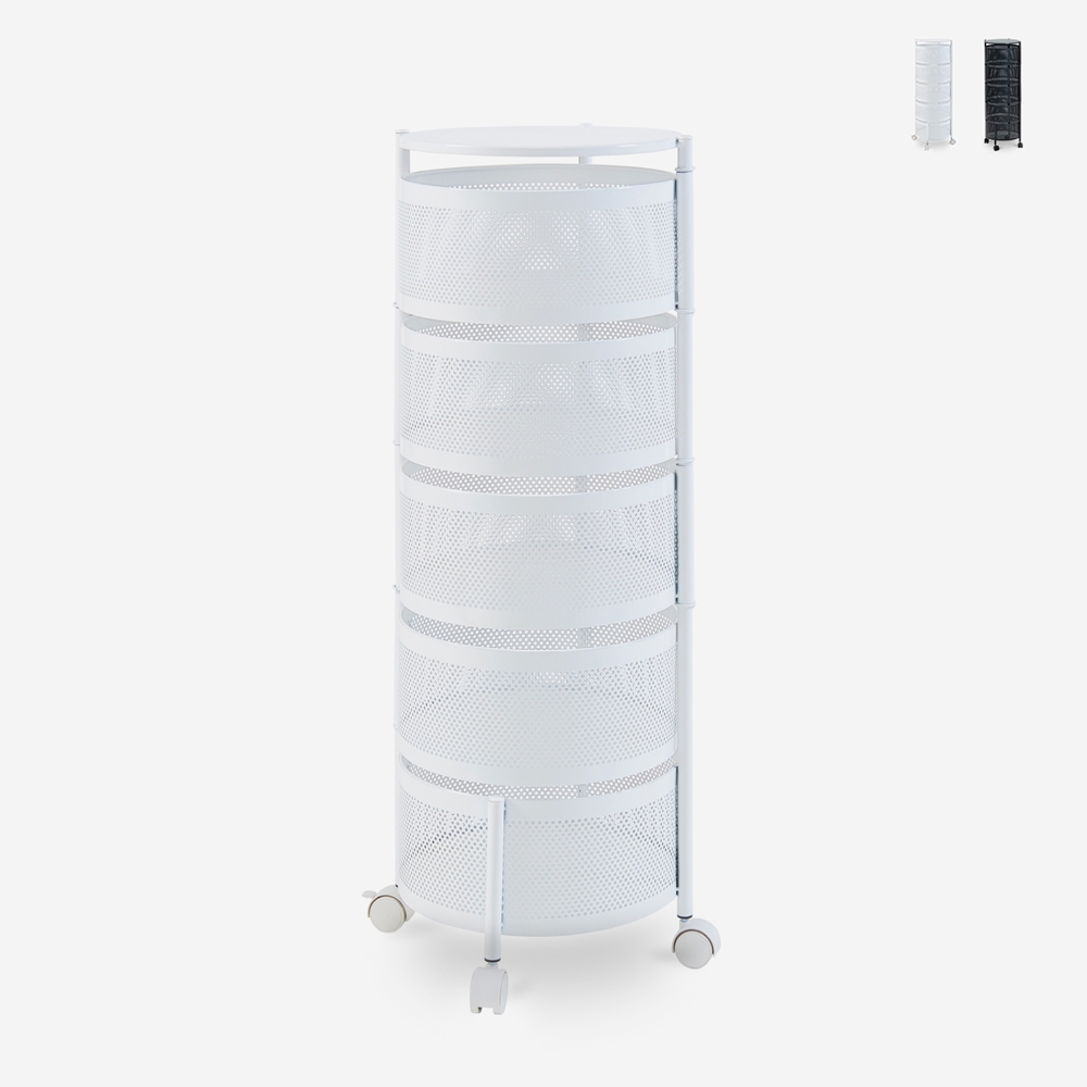Moderne keuken fruitmand kar met 5 draaibare manden Rodin XL Kortingen