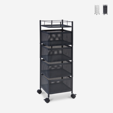 Chariot de cuisine avec roulettes moderne 4 paniers pivotants Avet Promotion