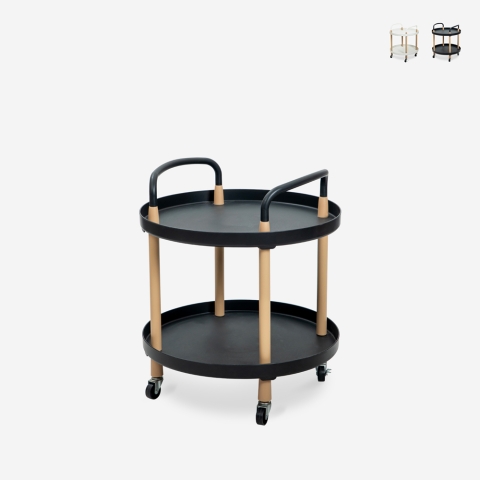 Desserte design nordique scandinave circulaire avec roues Biky Promotion