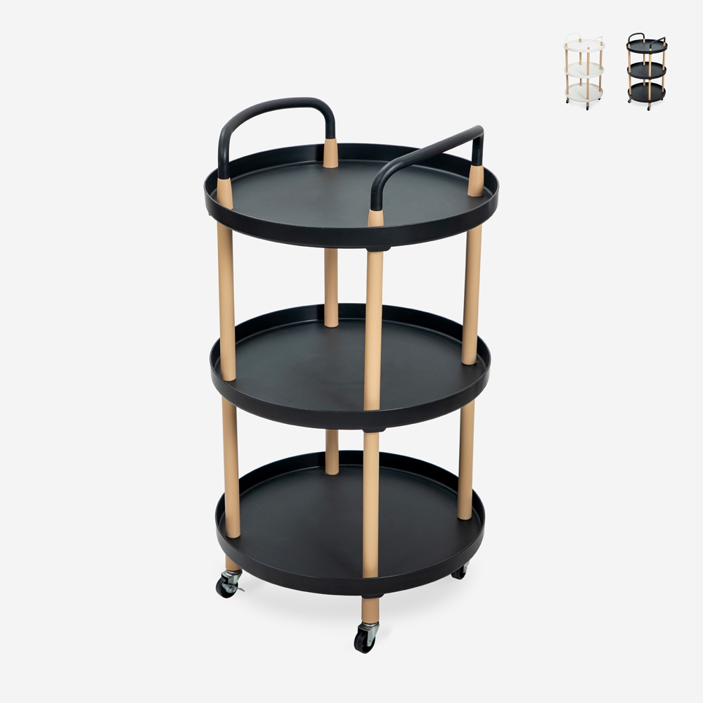 Ronde serveerwagen in Scandinavisch design met wielen Biky Plus Aanbieding Ronde serveerwagen in Scandinavisch design met wielen Biky Plus Aanbieding