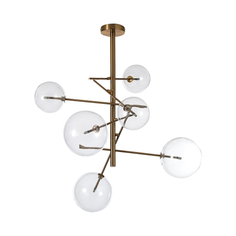 Plafondlamp met 6 lampen in metaal en glas Andromeda Aanbieding