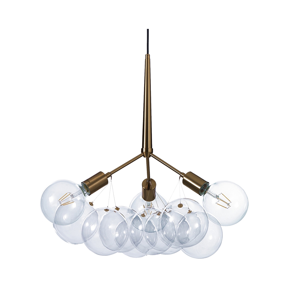 Lustre suspendu moderne cordon réglable et sphères transparentes Anne Promotion