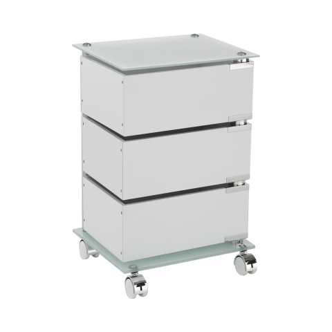 Moderne kantoor ladekast op wielen met 3 lades en glazen plank Wichita Aanbieding