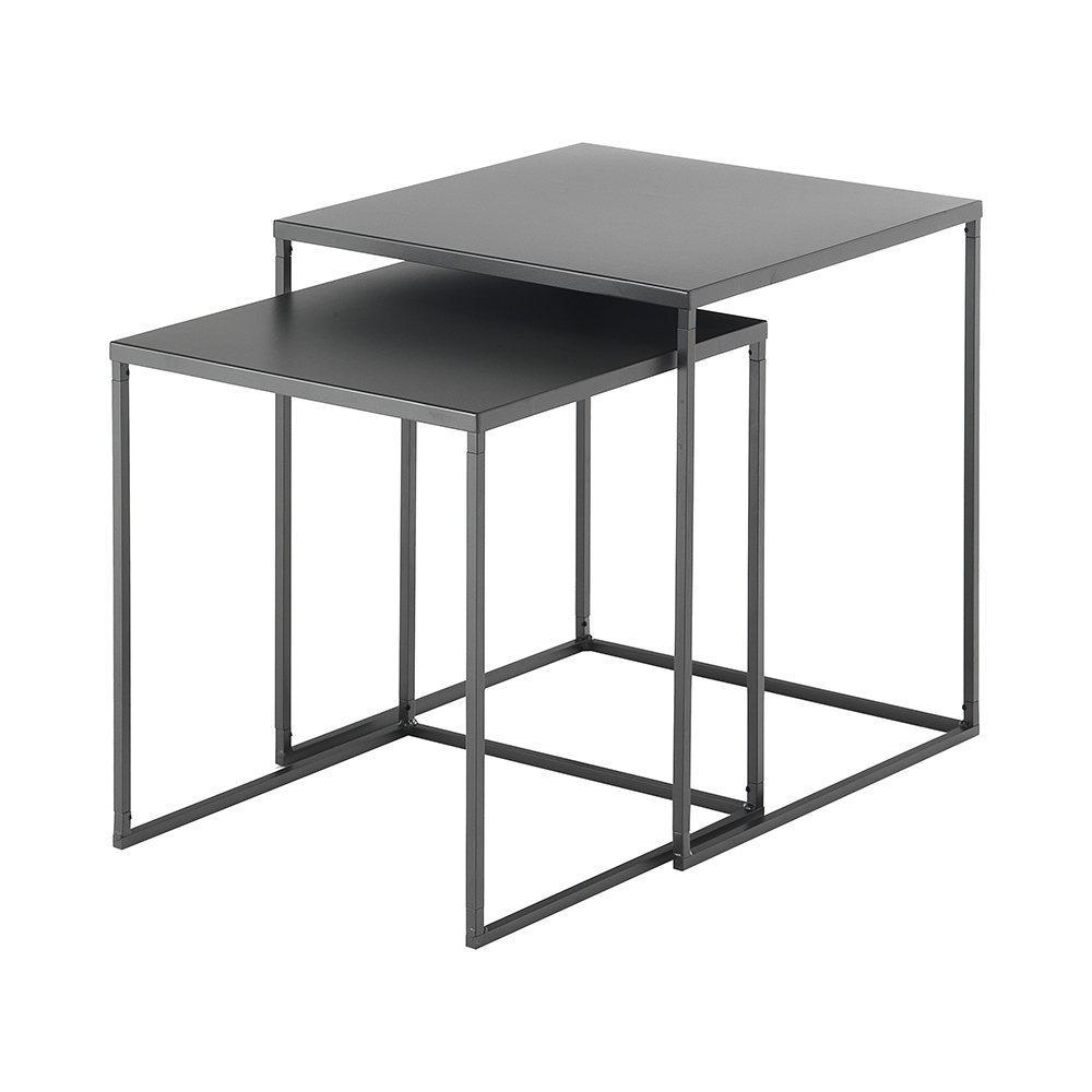 Set van 2 vierkante salontafels in antracietgrijs metaal Omaha Aanbieding