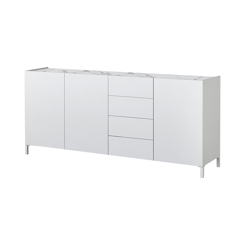 Witte eetkamerkast voor woonkamer met marmerlook Made in Italy Durham Aanbieding Witte eetkamerkast voor woonkamer met marmerlook Made in Italy Durham Aanbieding