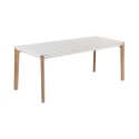 Uitschuifbare moderne eettafel 120-180x80cm wit en hout Komodo Verkoop
