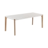 Uitschuifbare moderne eettafel 120-180x80cm wit en hout Komodo Verkoop