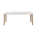 Uitschuifbare moderne eettafel 120-180x80cm wit en hout Komodo Kortingen