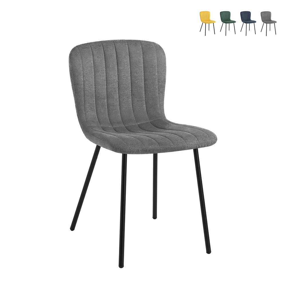 Set van 4 moderne keuken- en eetkamerstoelen in stof Karya Aanbieding Set van 4 moderne keuken- en eetkamerstoelen in stof Karya Aanbieding