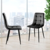 Set van 4 fluwelen eetkamerstoelen met gewatteerd effect Corfù 