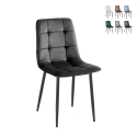 Set van 4 fluwelen eetkamerstoelen met gewatteerd effect Corfù 