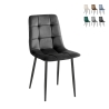 Set van 4 fluwelen eetkamerstoelen met gewatteerd effect Corfù 