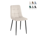 4 chaises de salon cuisine en velours effet matelassé Corfù Promotion