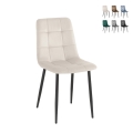 4 chaises de salon cuisine en velours effet matelassé Corfù Promotion