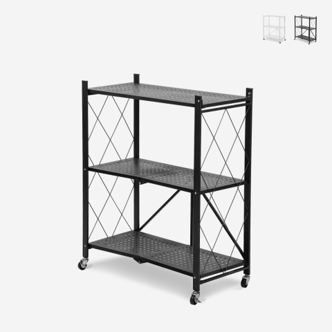 Armoire pliante à roulettes pour cuisine 3 étagères en métal Kerry M Promotion