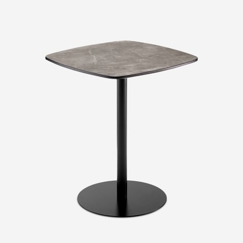Table salle à manger bar cuisine 60x60x74cm effet marbre noir Mikee Promotion