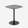 Table salle à manger bar cuisine 60x60x74cm effet marbre noir Mikee Promotion