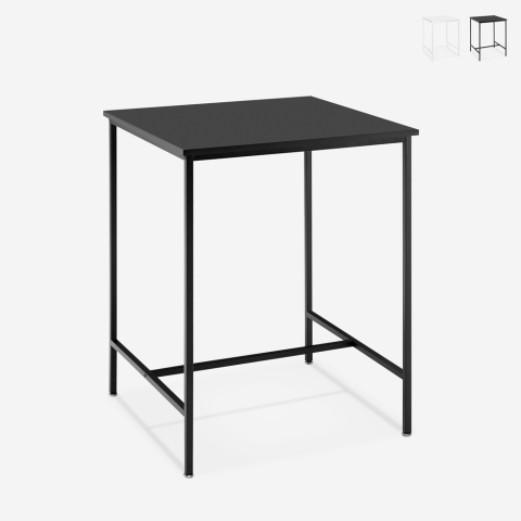 Hoge tafel 70x70cm voor bar keuken bistro in wit en zwart metaal Zakis Aanbieding