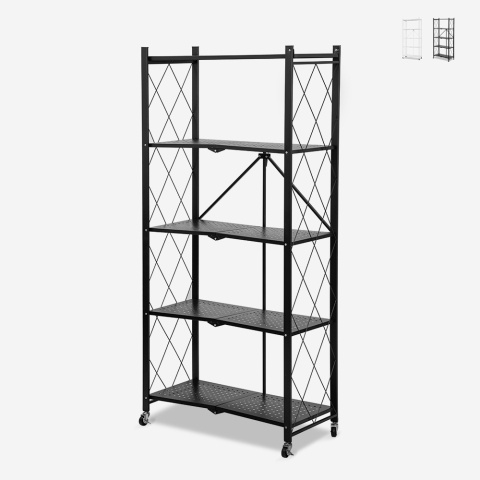 Étagère pliable de cuisine sur roulettes en métal 5 niveaux Kerry XL Promotion