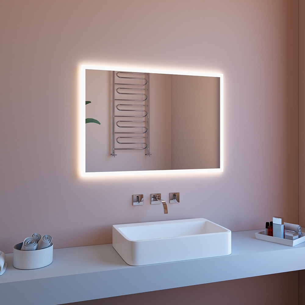 Badkamerspiegel 80x60 met heldere rand, led-verlichting en bluetooth ETR127-S Aanbieding Badkamerspiegel 80x60 met heldere rand, led-verlichting en bluetooth ETR127-S Aanbieding