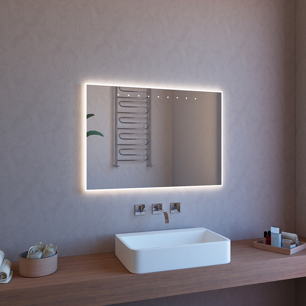 Miroir de salle de bain LED 100x70 anti-buée ETR119 Promotion Miroir de salle de bain LED 100x70 anti-buée ETR119 Promotion