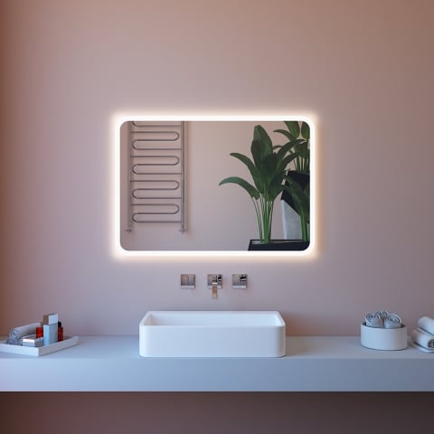 LED-badkamerspiegel met achterverlichting 80x70cm anti-condens ETR100-M Aanbieding