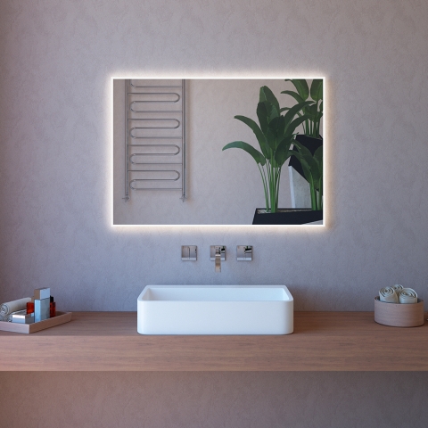 Miroir de salle de bain lumière tactile rétroéclairée 110x80cm ETR108 Promotion