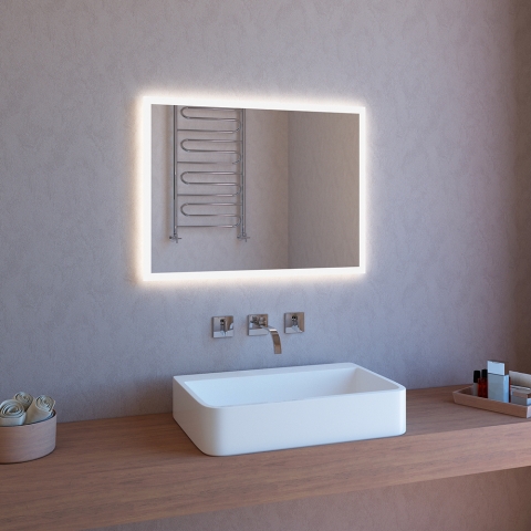 Miroir de salle de bain LED tactile rétroéclairée 80x60cm ETR106-M Promotion