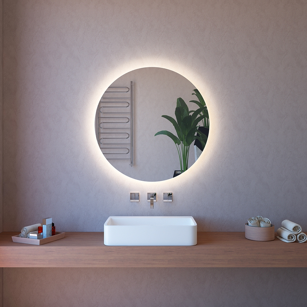 Ronde badkamer spiegel met achtergrondverlichting 85cm met licht en bluetooth ETR116-L Aanbieding Ronde badkamer spiegel met achtergrondverlichting 85cm met licht en bluetooth ETR116-L Aanbieding