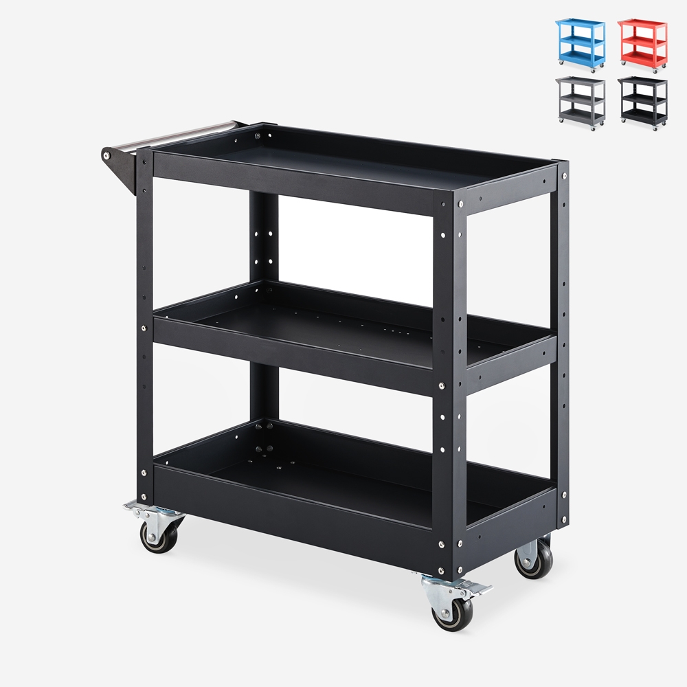 Chariot porte-outils en métal 3 étagères avec roues Kerey Plus Promotion