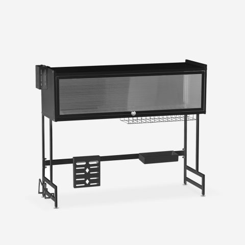 Égouttoir à vaisselle sur évier de cuisine noir 105x30x78cm Sover Plus Promotion
