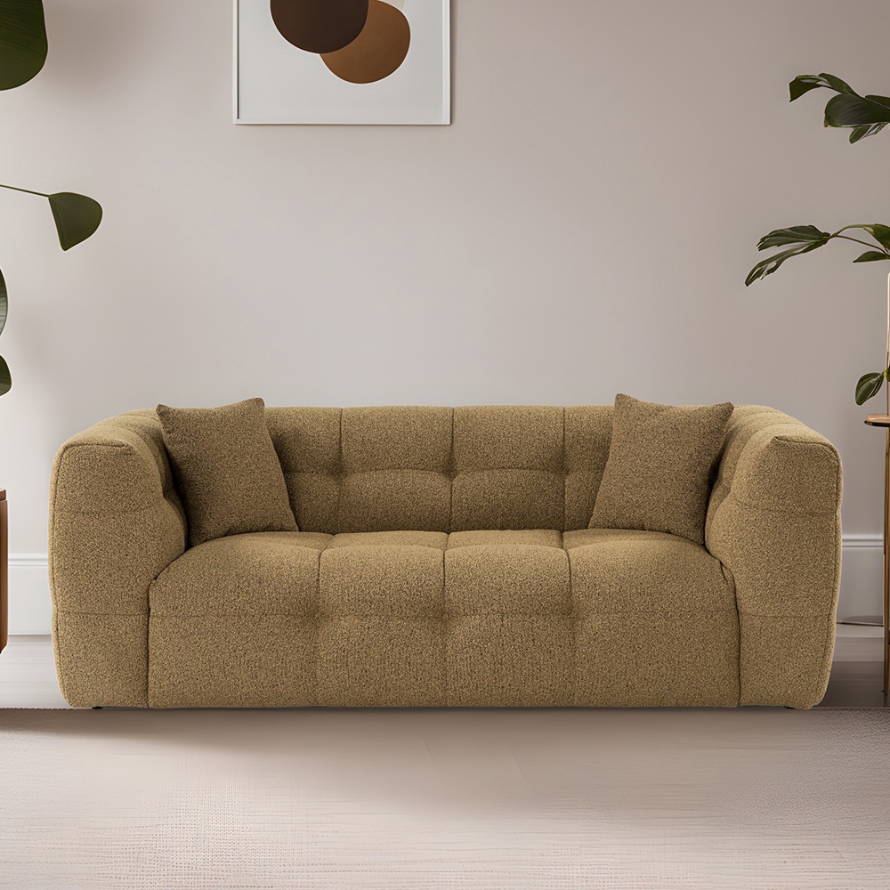 Canapé 2 places moderne en bouclé kaki 192 cm Cady 2 Promotion