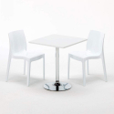 Vierkante salontafel wit 70x70 cm met stalen onderstel en 2 gekleurde stoelen Ice Cocktail Aankoop