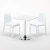 Table Carrée Blanche 70x70cm Avec 2 Chaises Colorées Grand Soleil Set Intérieur Bar Café Ice Cocktail 