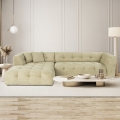 Modulaire 4-zits hoekbank links van ribfluweel Cady Velvet Aanbieding