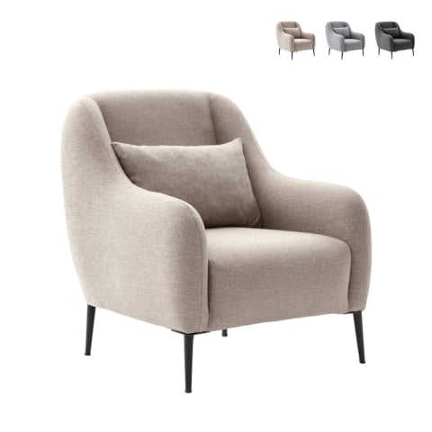 Fauteuil de salon moderne en tissu avec coussin Venus Promotion