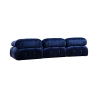 Blauwe modulaire 4-zits bank met voetensteun in fluweel Bubble 3SPV Aanbod