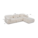 Blauwe modulaire 4-zits bank met voetensteun in fluweel Bubble 3SPV Afmetingen