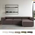 Modulaire 4-zitsbank met voetenbank in linnen Fora Aanbieding