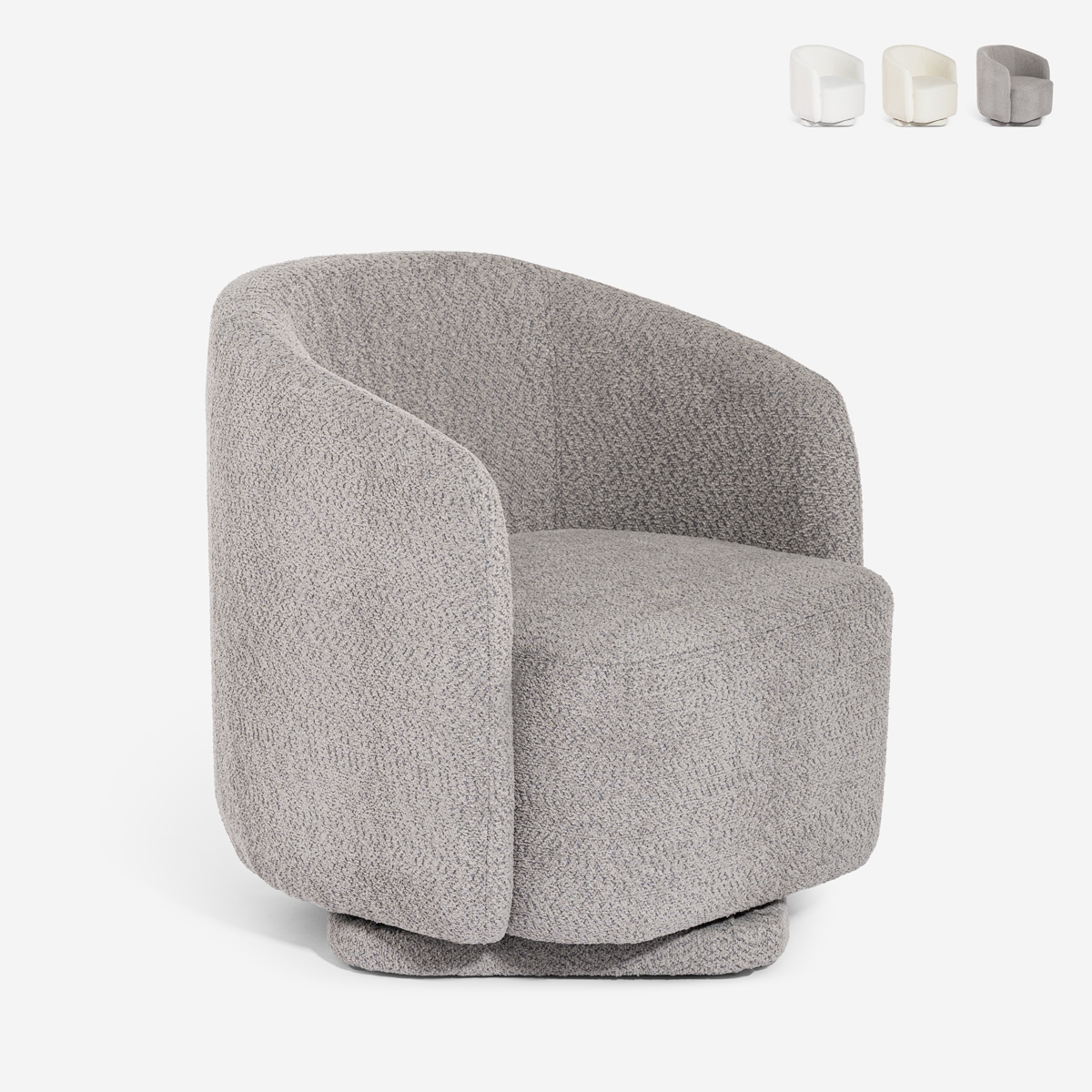 Moderne draaibare fauteuil van bouclé stof Orav Aanbieding