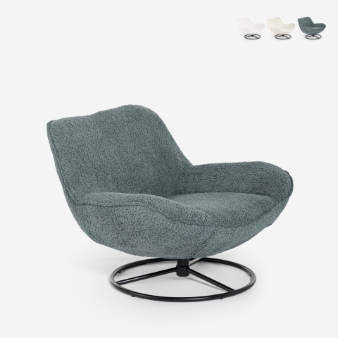 Moderne draaibare fauteuil in bouclé stof Konn Aanbieding