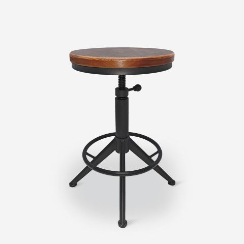 Tabouret industriel vintage réglable à vis en métal noir Crewi Promotion