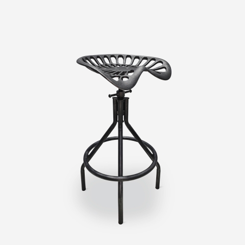 Tabouret en métal noir style vintage industriel réglable Latas Promotion