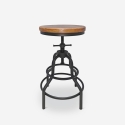 Tabouret réglable vis en bois et métal vintage industriel Vont Promotion