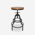 Tabouret réglable vis en bois et métal vintage industriel Vont Promotion