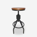 Tabouret de bar industriel en bois et métal réglable à vis Skiv Promotion