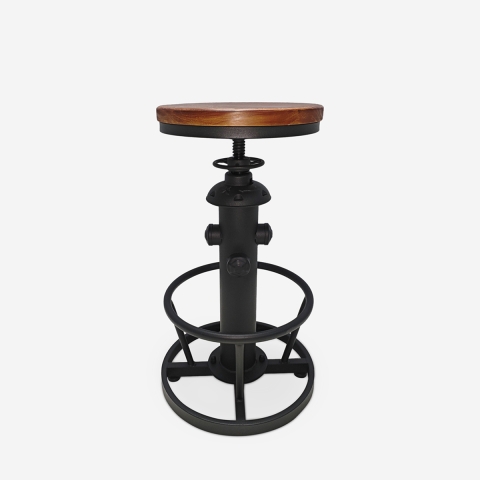 Tabouret de bar vintage industriel réglable avec repose-pieds Ziblo Promotion