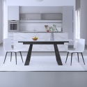 Moderne uitschuifbare eettafel 160-200x90 cm met marmereffect Caracas Verkoop