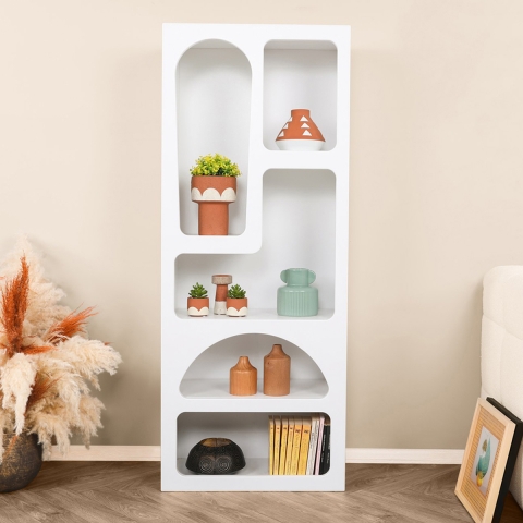 Étagère murale design blanc moderne avec 5 compartiments H150cm Venus Promotion