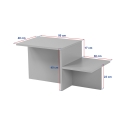 Table basse asymétrique design moderne avec 2 étagères Harmony 